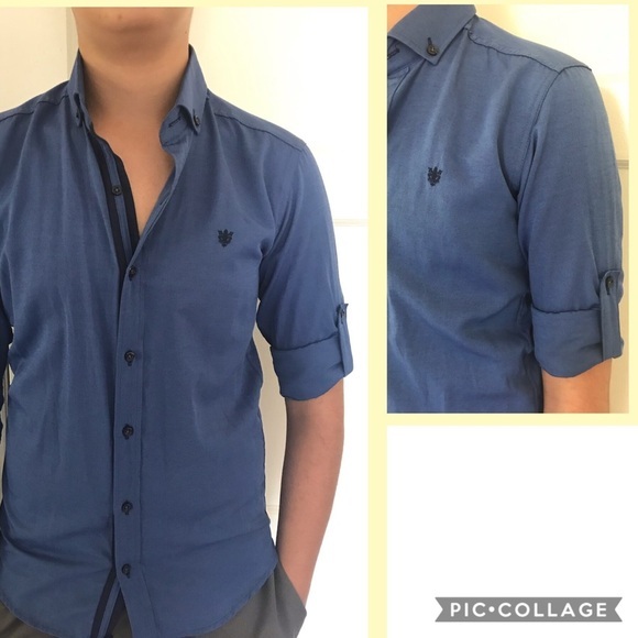 Men's Long Sleeves Casual Slim Fit Dress Shirt - Picture 4 of 7